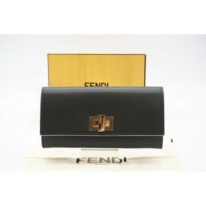 FENDI Fold Long Wallet Peekaboo Leather Continental Khaki Green Beige